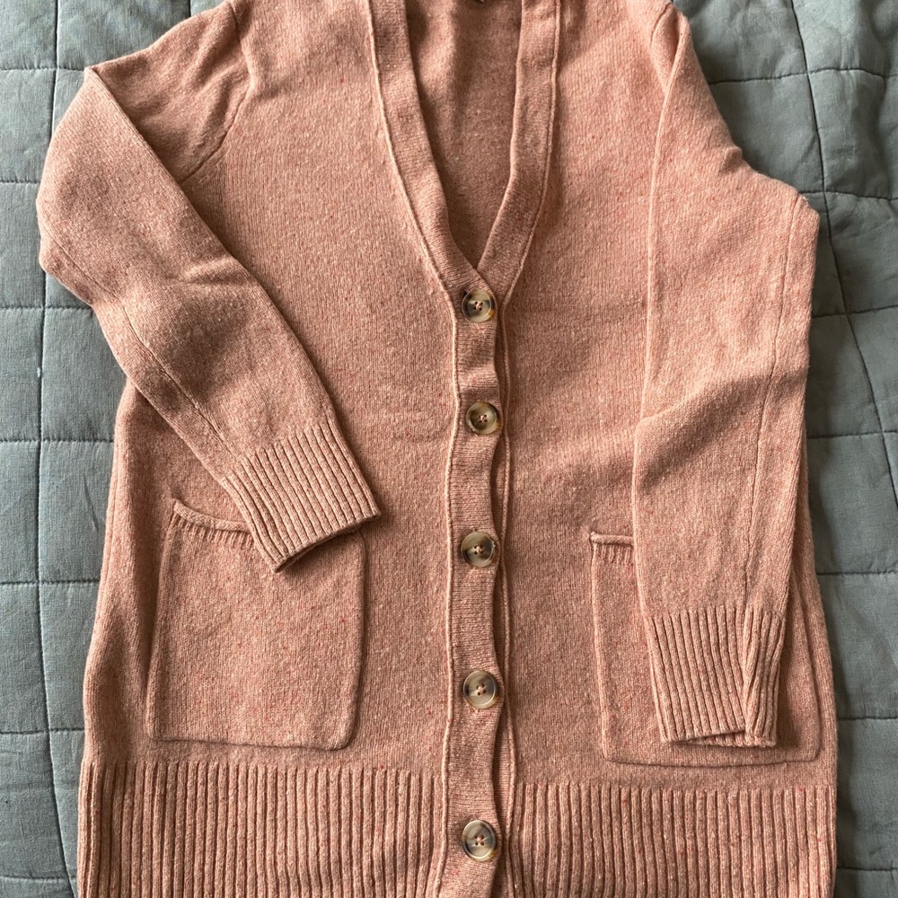 Madewell Button-Up Cardigan - Peach - 100% Merino Wool